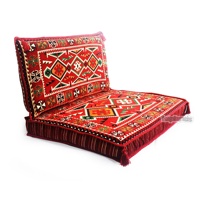 Ensemble de coussins de sol tissés turcs d'inspiration orientale pour une personne, motif géométrique brodé, garnissage en mousse densité 22, pour dormir, lavable en machine