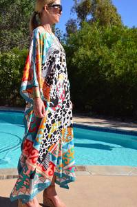 Elegante señoras verano Kaftan Maxi vestido estilo Vintage hendidura manga larga suelta Slim Fit sólido espalda impresión Digital 6XL playa - Product Image 3