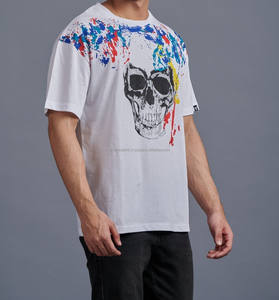 Camiseta informal de fitness 100% algodón orgánico comprimido 240 gramos tela de punto diseño de serigrafía con patrón sólido - Product Image 2