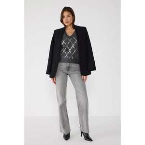 Suéter de Punto con Cuello en U y Bordado a Cuadros - Product Image 4