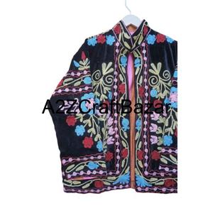 Blouson bomber en coton imprimé floral vintage brodé à la main, tissu tricoté réversible, séchage rapide, doublure en coton respirante - Product Image 2