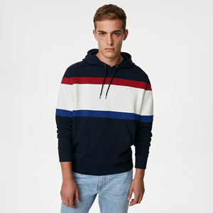 Sweat-shirt à capuche pour homme, 100% coton, coupe ajustée, manches longues, couleur unie, mode décontractée, poche, broderie, thermique d'hiver - Product Image 2