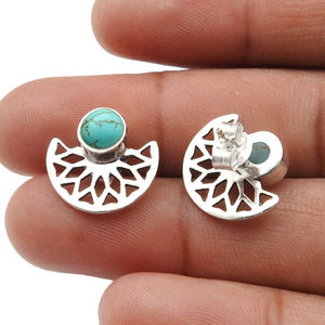 Gorgeous Look <b>Stud</b> <b>Earrings</b> for Woman 925 Sterling Silver Natural <b>Turquoise</b> Gemstone Birthstone Jewelry Wholesaler Manufacturer - Product Image 5