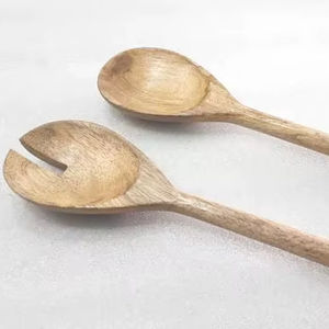 Serveur à salade en bois de style chinois, cuillère de service écologique avec poignée graduée, passe au lave-vaisselle, ustensile de cuisine, articles de cuisine - Product Image 1