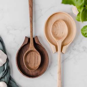 Cuillères en bois massif pour la cuisson, ustensile de cuisine antiadhésif Cuillères en bois Ensemble d'ustensiles de cuisine Ustensiles en bois de teck naturel pour la cuisson - Product Image 2