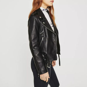 Conception personnalisée 2024 meilleure qualité femmes veste en cuir décontracté coupe ajustée respirant confortable en cuir femmes veste de mode - Product Image 3