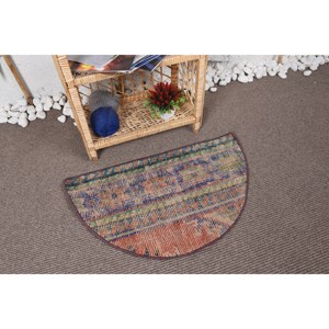 Tapis moderne en laine beige 2.5x1.5ft motif géométrique abstrait pour la décoration de la chambre à coucher hauteur de poils en peluche viscose matériau Latex - Product Image 2