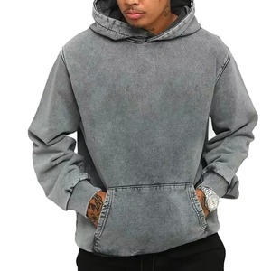 เสื้อฮู้ดดี้ผู้ชายแบบหนา 480gsm ซักแบบ Sand Wash สำหรับขายส่ง B2B  ไม่มีลาย  สามารถสกรีนโลโก้ 3 มิติได้  ทรงโอเวอร์ไซส์ ไหล่ตก  ทรงหลวม - Product Image 1