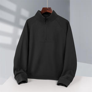 Wholesale Plain High Quality Men Polyester Vintage Cotton Oversized Custom Half Zip <b>Mock</b> <b>Turtleneck</b> Neck Sweatshirt - Product Image 2
