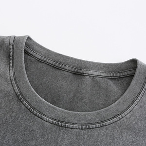 Camiseta Vintage lavada con ácido de algodón de 270gsm, Camiseta holgada con cuello redondo y hombros cortos, camiseta lavada de gran tamaño para hombres, envío DDP - Product Image 4