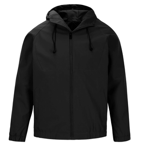 OEM Custom Logo Design Vintage <b>Men's</b> Regular Fit Winter <b>Jacket</b> Solid Black Full Sleeve with Zipper <b>Fly</b> & Hood Canvas Fabric BD - Product Image 1