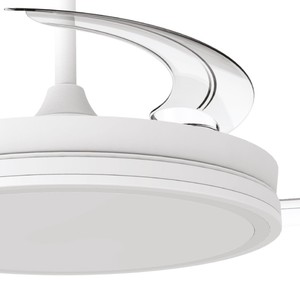 Ventilatore da soffitto CCT con 3 pale retrattili e luce, 48W 5280 Lm, bianco Night Evo (Cristal Record 85-100-42-000) - Product Image 2