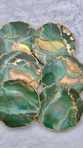 DURCISSEUR fait à la main de luxe sous-verres en résine tampons carrés de couleur personnalisables pour ensemble de table de tapis de cuisine meilleur prix - Product Image 3