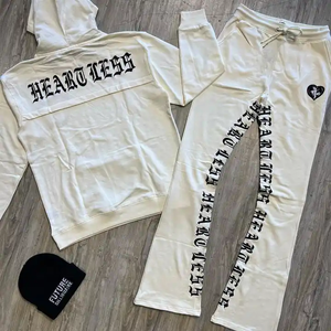 Conjuntos de pantalones de chándal acampanados y Sudadera con capucha con estampado personalizado de tendencia 2024 para hombre, chándal bordado con logotipo para invierno - Product Image 4