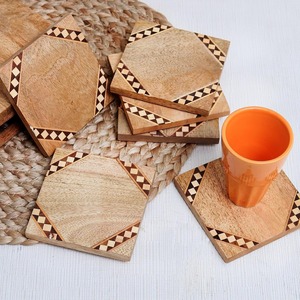 Classic Style Elegant Wooden Tea Coaster Handcrafted Cup Riser <b>Polished</b> for Durable Stylish Addition to Home or Office - Product Image 1