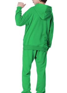 Solid Color Hooded Track Suit Sweat Suit Joggers Set Running Blank Fleece 2 Pieces Casual Winter Outerwear Sports Tracksuits - Product Image 2