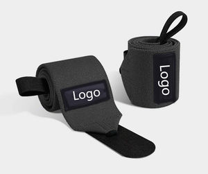 Logo personnalisé de haute qualité Polyester coton crochet boucle Fitness Compression Gym Powerlifting haltérophilie Deadlift soutien poignet - Product Image 3