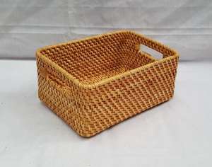 TIMELESS CRAFT High Quality Natural Rattan Eco-Friendly Modern Multi-Purpose Storage <b>Basket</b> <b>Handle</b> for Home Storage Organization - Product Image 1
