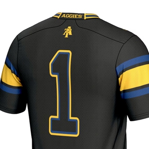 Support NC A & T in Style Maillot de football noir 100% coton avec logo sur le devant Écologique et respirant Style décontracté grande taille - Product Image 5