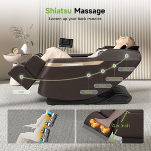 Sillón de Masajes de Cuerpo Completo de Alta Calidad, Práctico, con Gravedad Cero, Shiatsu, Reclinable, con Rieles, Masajes, Calefacción y Bluetooth - Product Image 4