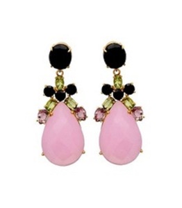 New Arrival Rose Chalcedony Black Onyx Peridot Hydro and Champagne Gemstone 925 Sterling Silver Round and Pear Shape Earrings - Product Image 1