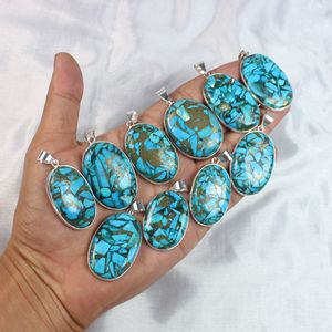 Fabuloso cobre turquesa piedra preciosa bisel colgante collar de plata esterlina para la fabricación de joyas accesorio de moda colgantes de plata - Product Image 3