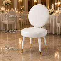 Chaises de banquet de mariage à dossier rond, en acier blanc et revêtement en velours blanc