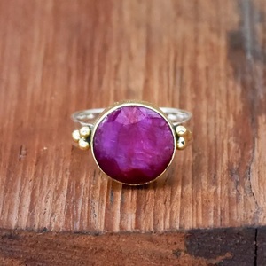 แหวนทับทิมแหวนเงินสเตอริงแบบเหลี่ยมเพชรพลอยแหวนของขวัญทูโทน - Product Image 1