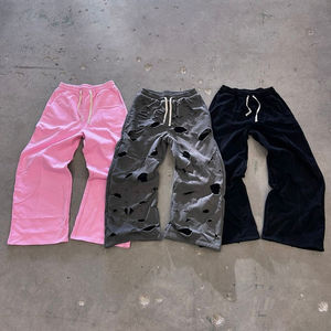 Factory Oem Solid Color Blank Thick Cotton Sweat Pants Custom Distressed Vintage Washed <b>Men</b> Wide Leg <b>Baggy</b> Sweatpants - Product Image 1