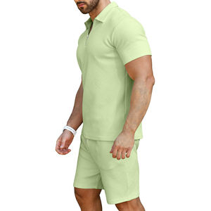 2024 Custom Logo Summer Sportsmen's Clothing Set-100% Cotton Custom Men's Short Set for Adults Running - Product Image 3