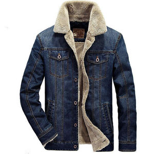 wholesale custom made OEM NEW Men Winter <b>Denim</b> <b>Jacket</b> Warm Wool <b>Liner</b> Coat Outwear Jean <b>Jackets</b> Casual <b>Denim</b> <b>Jackets</b> custom logo - Product Image 1