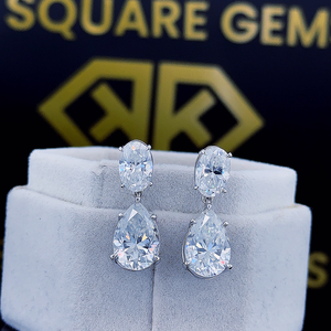 12.40 Total Carat Moissanite <b>Earrings</b>, Tear Drop <b>Earrings</b>, <b>Solid</b> 925 <b>Silver</b> With Push Back, Anniversary Gift For Her - Product Image 1