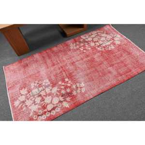 Tapis vintage d'inspiration orientale turque rouge, 3,5 x 6,3 pieds - Product Image 2