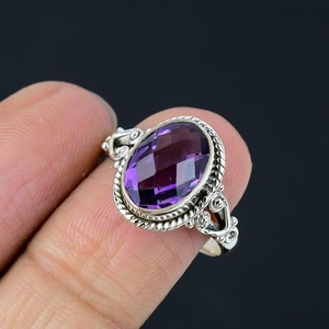 Anillo de piedras preciosas de amatista de Plata de Ley 925, joyería hecha a mano, anillo de estilo bohemio de plata, joyería para mujer, regalo de boda para esposa - Product Image 2