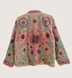 Plus Size Women's Eco-Friendly Cotton Embroidered Floral Bohemian Open Front <b>Coat</b> Full Sleeve O-Neck Casual Winter Outerwear - Product Image 3