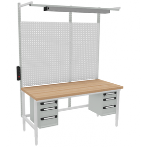 Banco da lavoro multi4easy regolabile in altezza con montaggio 1695 x 700 x 690-990 mm 2x3 cassetti - Product Image 1