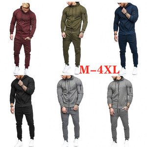 Ensemble de survêtements 2 pièces pour hommes, sweatshirts courts et pantalons de survêtement, combinaison de sport décontractée et solide, vêtements d'entraînement - Product Image 5