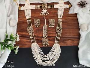 Antique Designer Wear <b>Jewelry</b> Mehendi Design Beautiful Party Wear Cluster <b>Pearls</b> Antique Long Necklace <b>Set</b> <b>Jewelry</b> <b>Sets</b> - Product Image 5