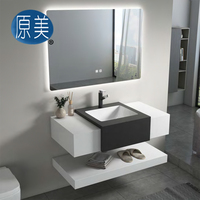 Nouveau design de bonne qualité sans couture double évier noir mat blanc finition haut de gamme salle de bains lavabo