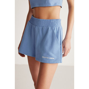 GRIMELANGE CARROL Women's Embroidery Embroidered <b>Elasticated</b> <b>Waist</b> 3 Yarn Organic Cotton Relaxed Shorts - Product Image 5
