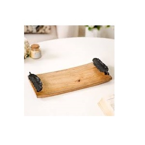 Plateau de service en bois fait main au design unique Plateau de service en bois naturel Plateau décoratif - Product Image 1