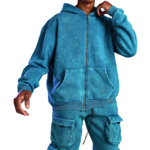 Sweat à capuche homme de luxe personnalisé 100% coton délavé à l'acide fermeture éclair Style vintage solide sublimé marque privée pour l'hiver salle de sport - Product Image 1