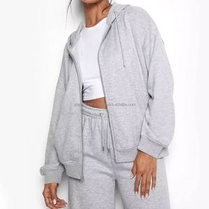 Sweat-shirt surdimensionné à fermeture éclair pour femme, nouveau Style, Logo personnalisé OEM, couleur unie - Product Image 6