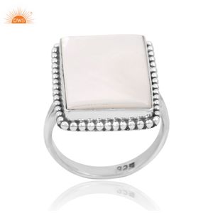 Bague antique en argent sterling 925 avec pierre précieuse naturelle en nacre, pour les fêtes, les festivals, meilleur fabricant de bijoux personnalisés - Product Image 1