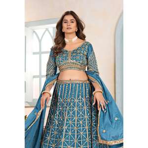 Lehenga Choli tendance pour femme, style moderne, brodé, longueur ras du sol, tenue ethnique écologique pour les célébrations festives, vente en gros - Product Image 6