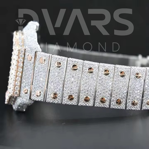 Montre de luxe en moissanite sur mesure, unisexe, sertie de diamants, mouvement automatique ETA, diamants VVS, or blanc, verre analogique, acier inoxydable, 3 BAR - Product Image 4