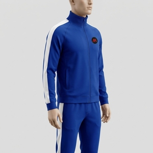 Conjunto Deportivo Azul Rey para Hombre, Chaqueta Deportiva con Cierre Completo, Pantalones Jogger con Franjas Laterales Blancas, Ropa Deportiva para Entrenamiento, Gimnasio y Fitness A - Product Image 3