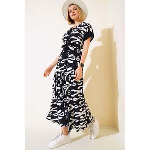 Vestido formal de manga corta con estampado floral, cintura imperio Vintage, tallas XS 5XL para Día de graduación, Invierno/otoño/primavera, Color negro - Product Image 2