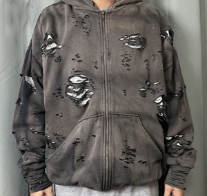 Best Selling Men's Distressed Hoodies <b>Top</b> Stylish Long Sleeve <b>Thermal</b> High Quality 100% Cotton Winter Season OEM Service - Product Image 1