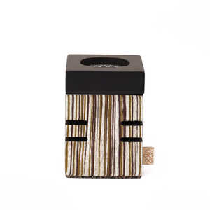 Geometric <b>Wooden</b> Bakhoor <b>Burner</b> with Black Top Modern Incense Holder <b>for</b> Oud & Resin - Product Image 1